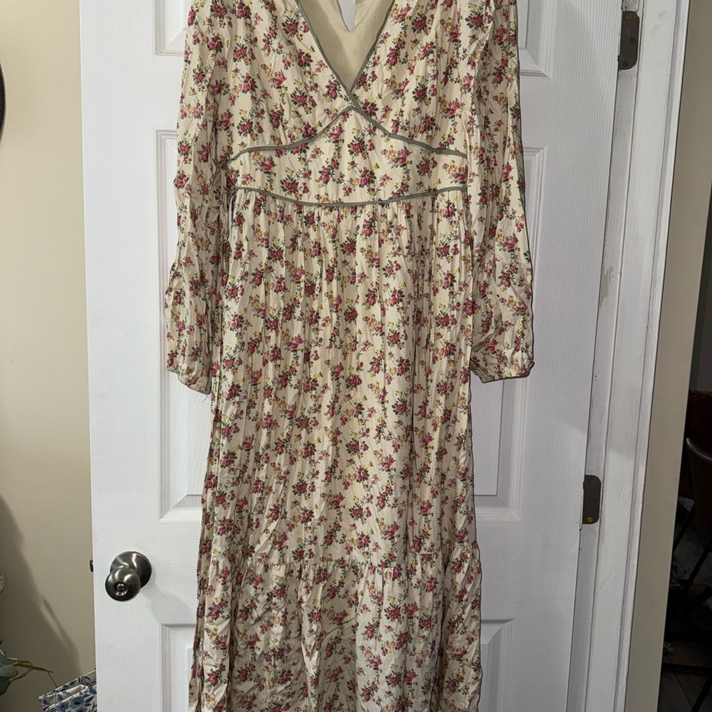Neuflora Floral Cream and Pink Women's Dress